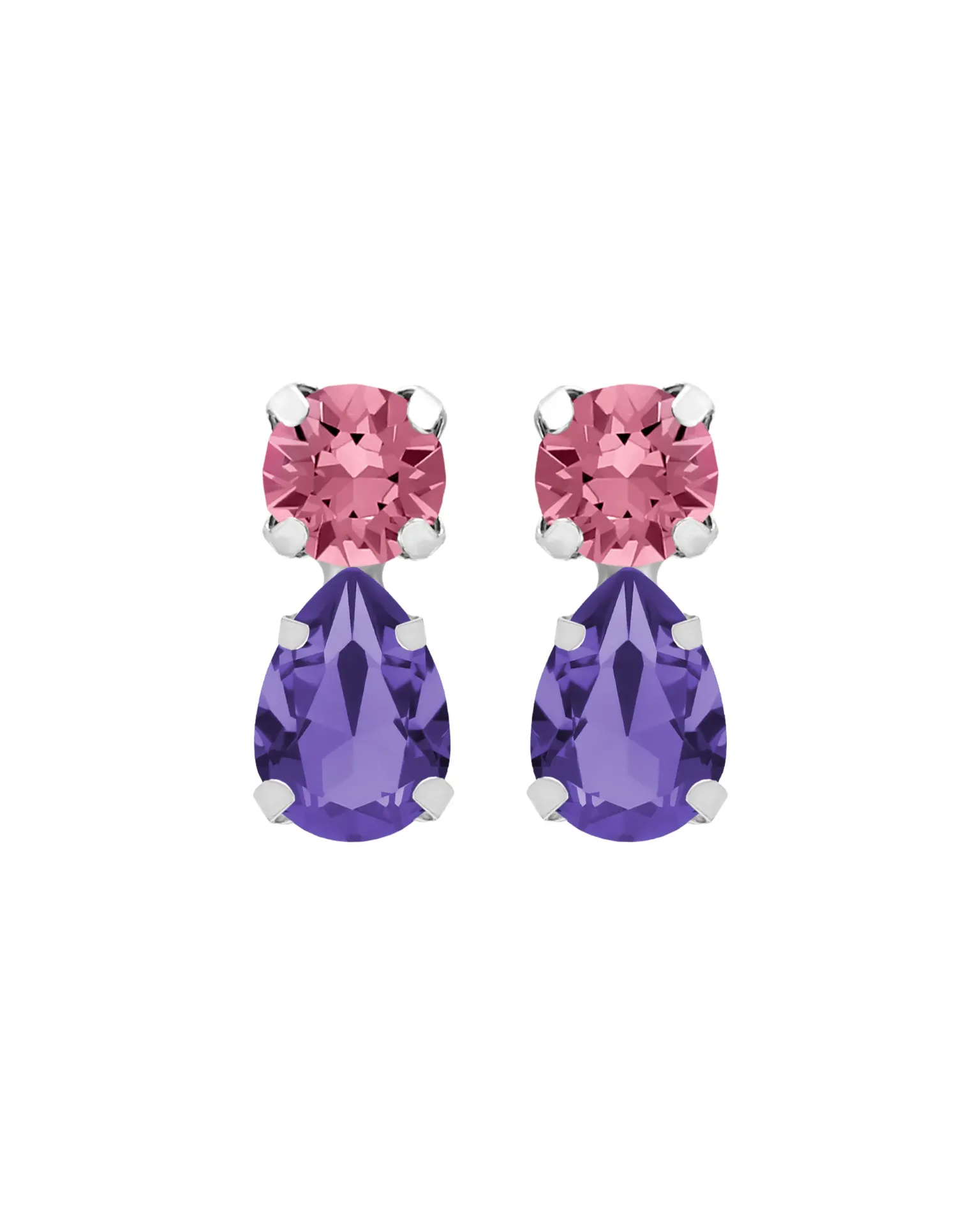 Pendientes botón Move con cristal en Plata baño Rodio