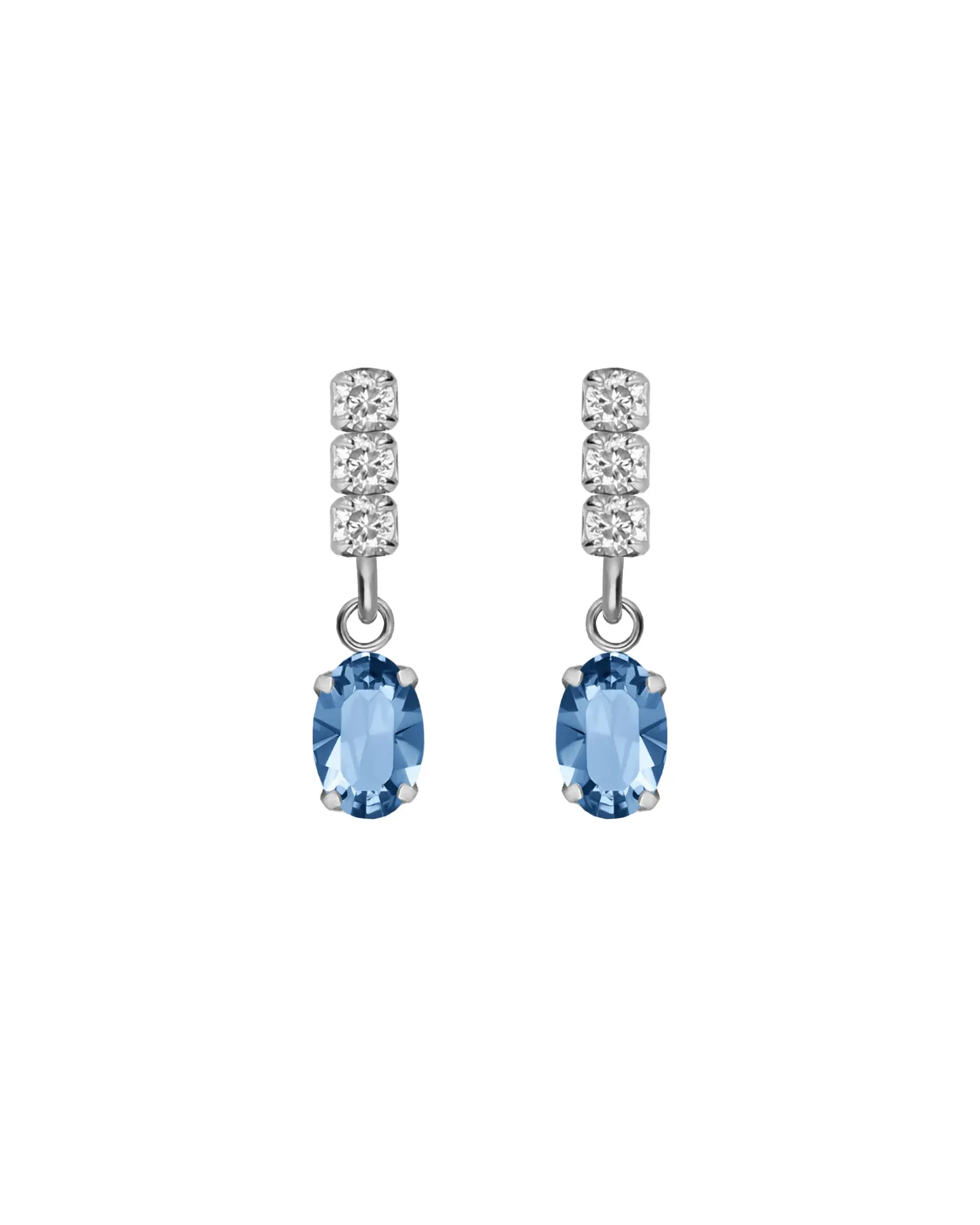 Pendientes cortos Forever con cristales riviere blanco en Plata baño Rodio