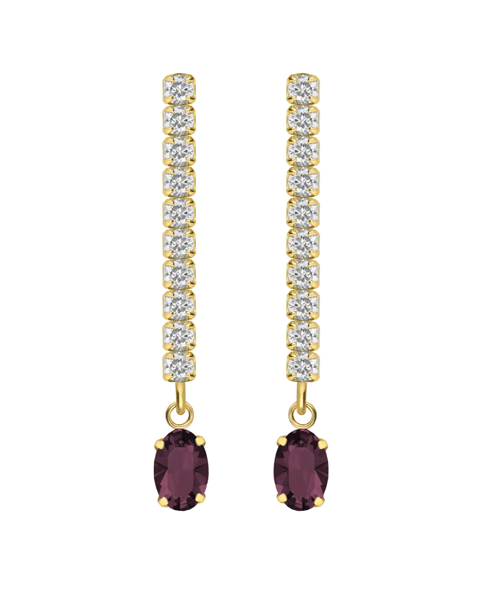 Pendientes largos Forever con cristales riviere blanco en Plata baño Oro