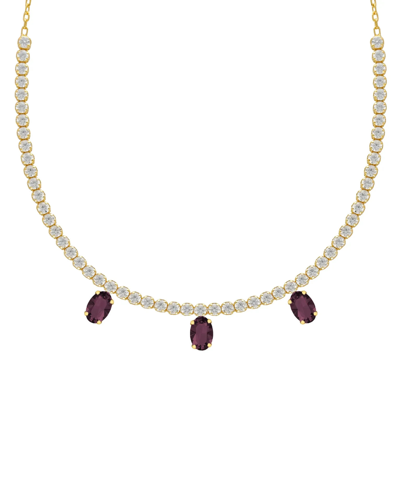 Collar corto Forever con cristales riviere blanco en Plata baño Oro