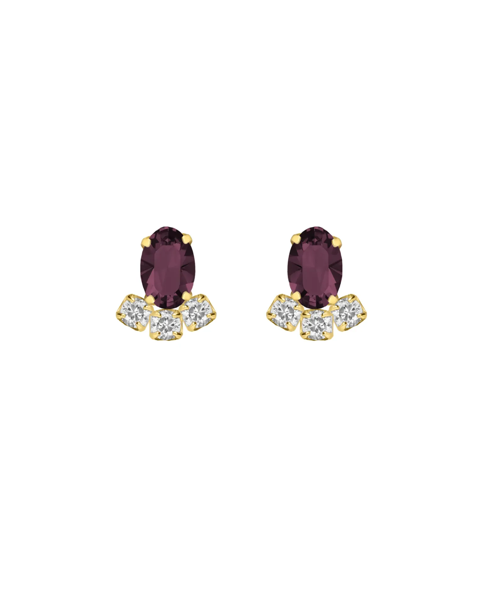Pendientes botón Forever con cristales riviere blanco en Plata baño Oro