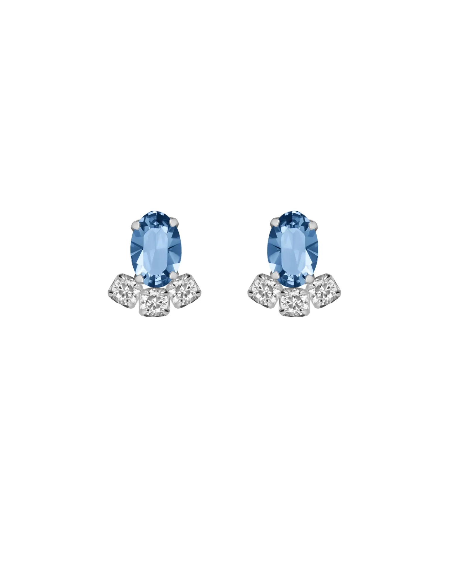 Pendientes botón Forever con cristales riviere blanco en Plata baño Rodio