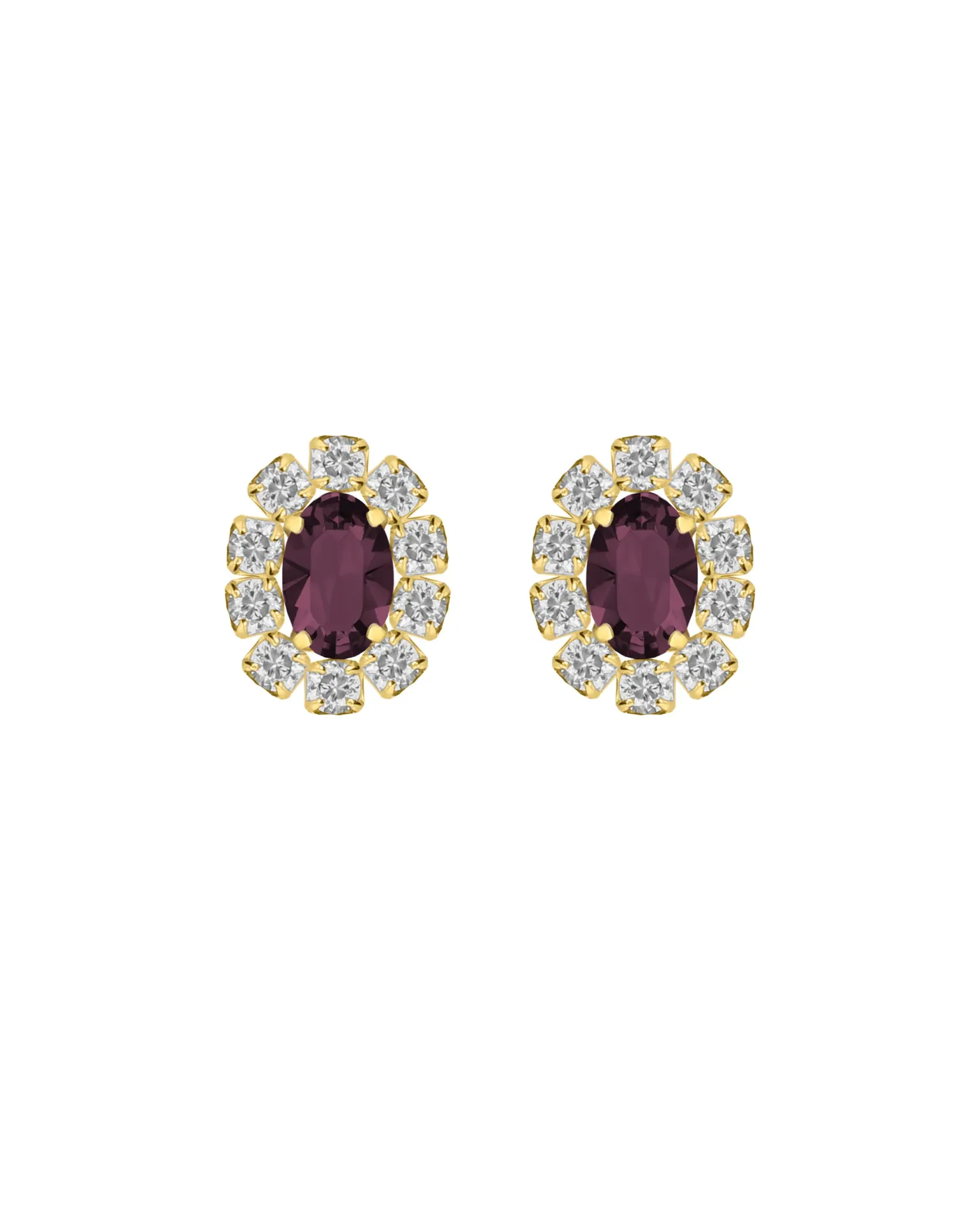 Pendientes botón Forever rosetón con cristales riviere blanco en Plata baño Oro