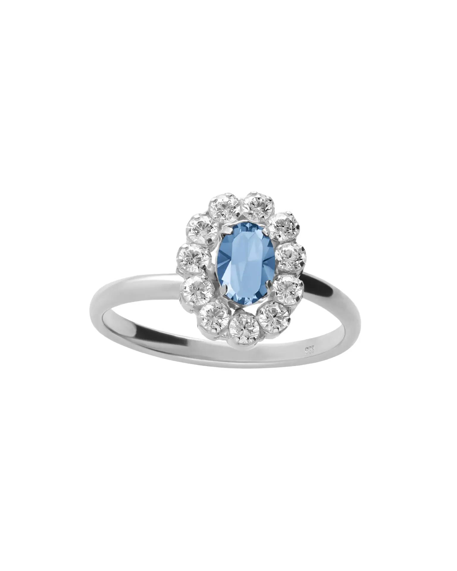 Anillo ajustable Forever rosetón con cristales riviere blanco en Plata baño Rodio