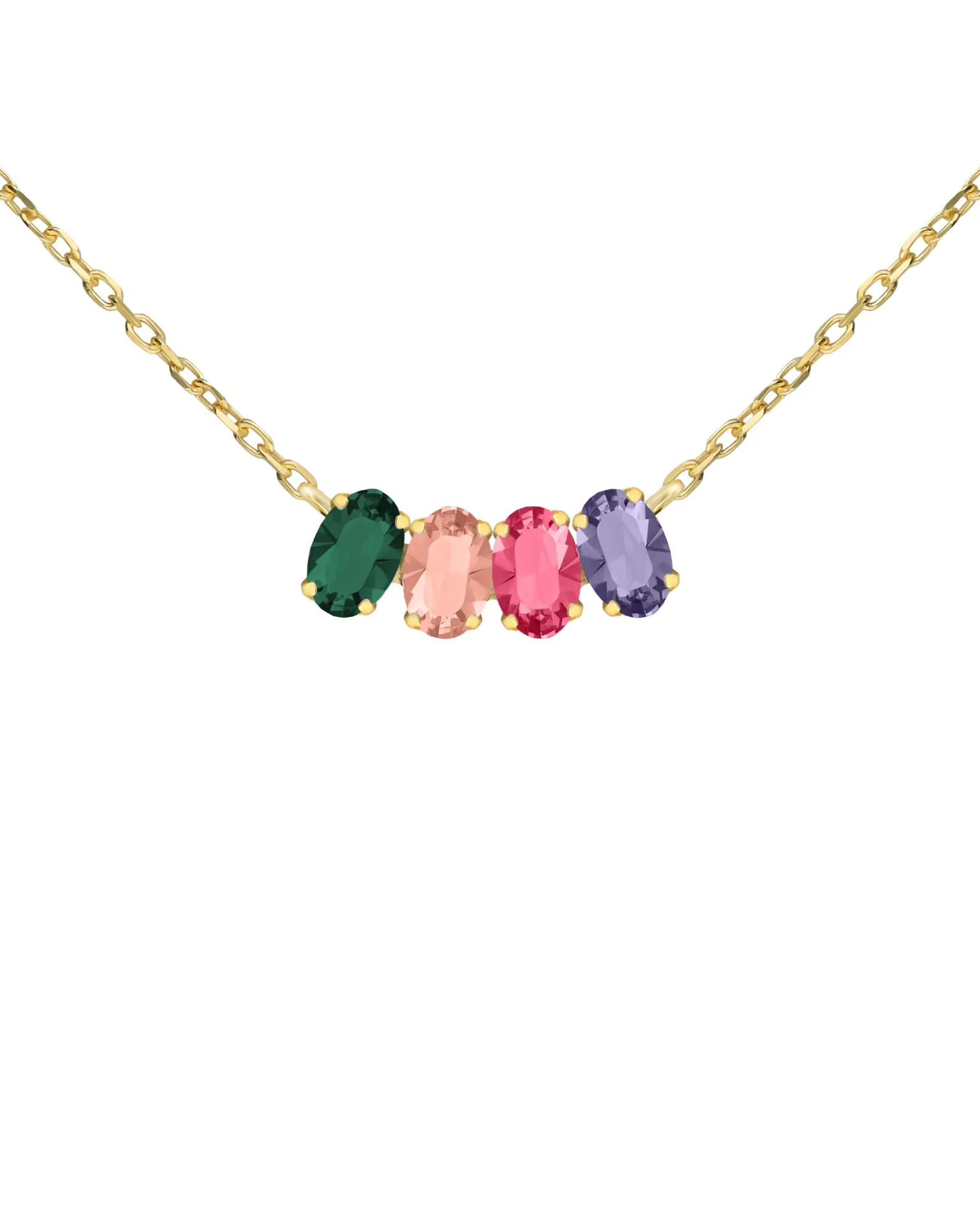 Collar corto Eternal hoja con cristal multicolor en Plata baño Oro