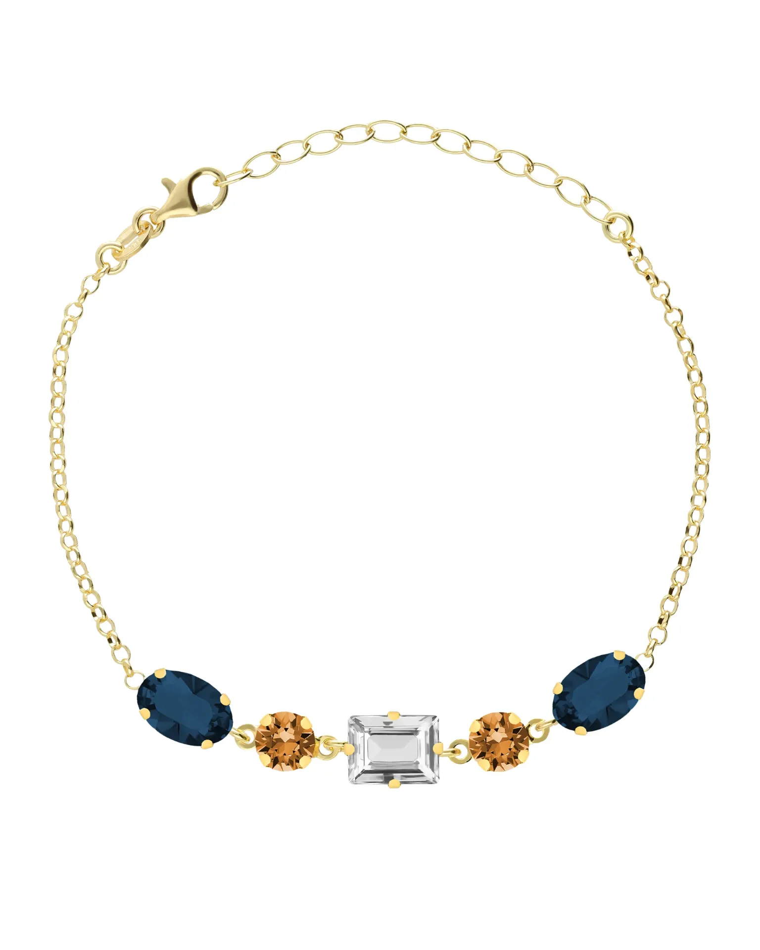 [A5891-MDP] Pulsera Eternal con cristal multicolor en Plata baño Oro