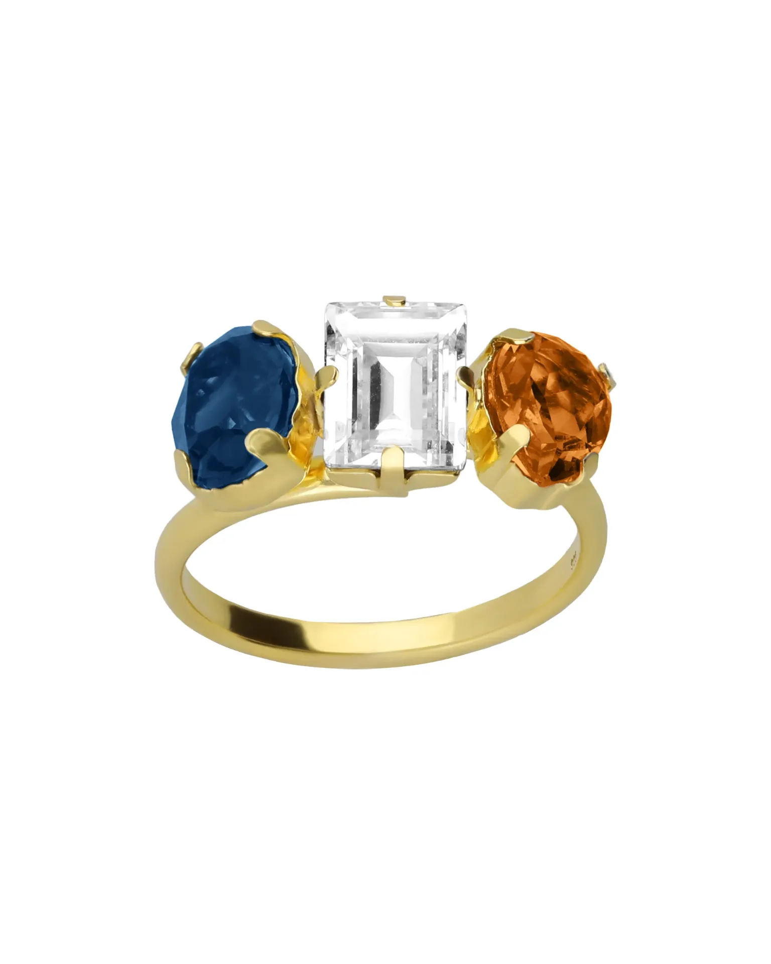 Anillo ajustable Eternal con cristal multicolor en Plata baño Oro