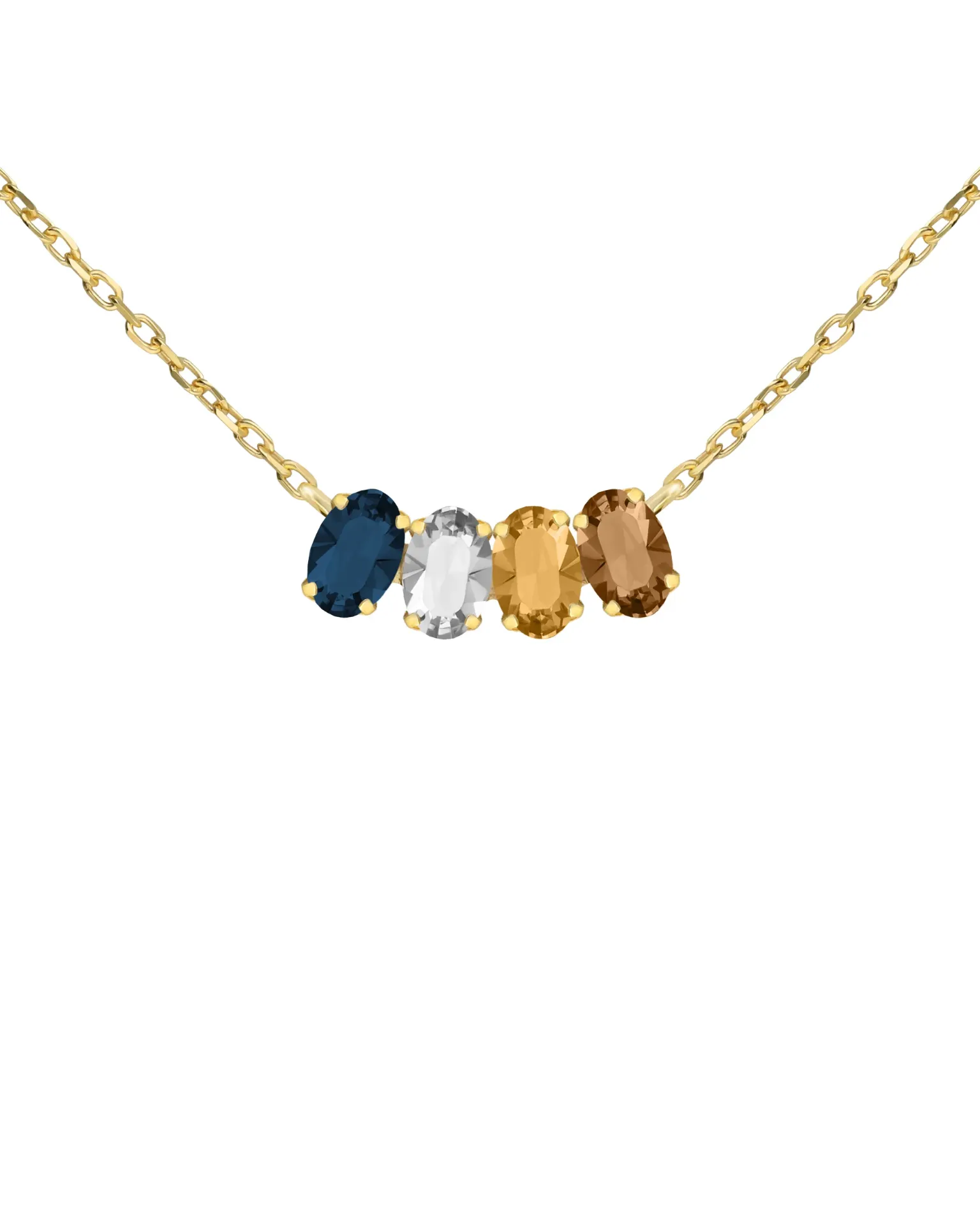 Collar corto Eternal hoja con cristal multicolor en Plata baño Oro