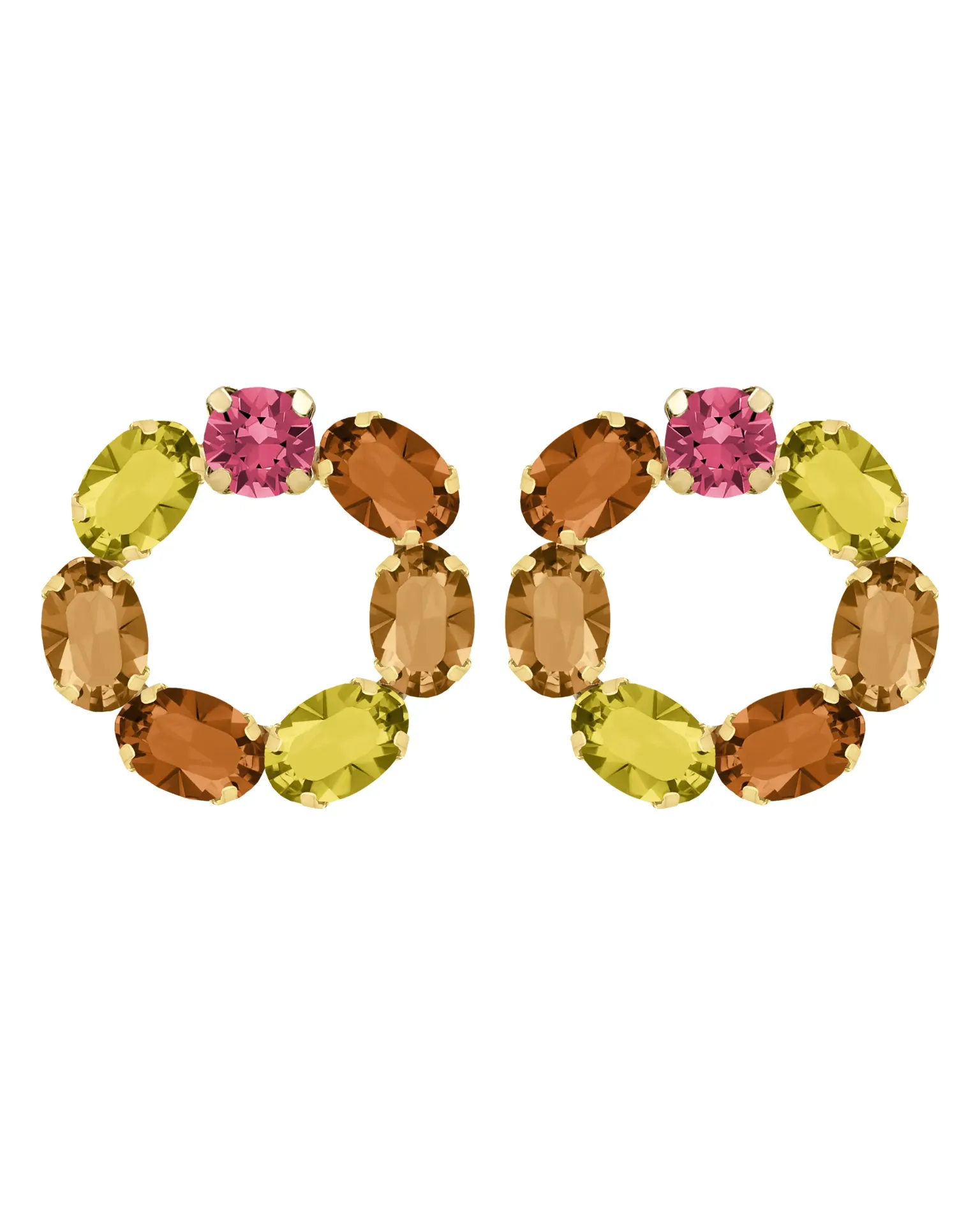 [A5901-MDT] Pendientes botón Eternal círculo con cristal en Plata baño Oro