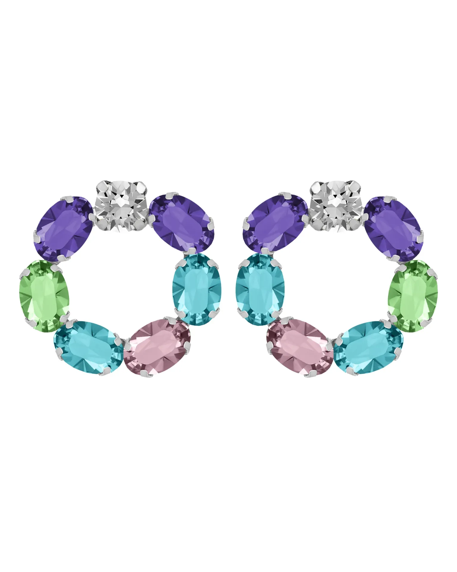 Pendientes botón Eternal círculo con cristal en Plata baño Rodio