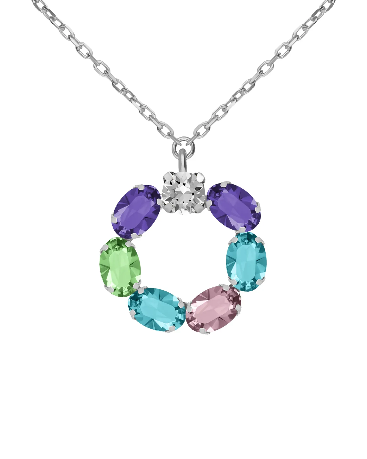 Collar corto Eternal círculo con cristal en Plata baño Rodio