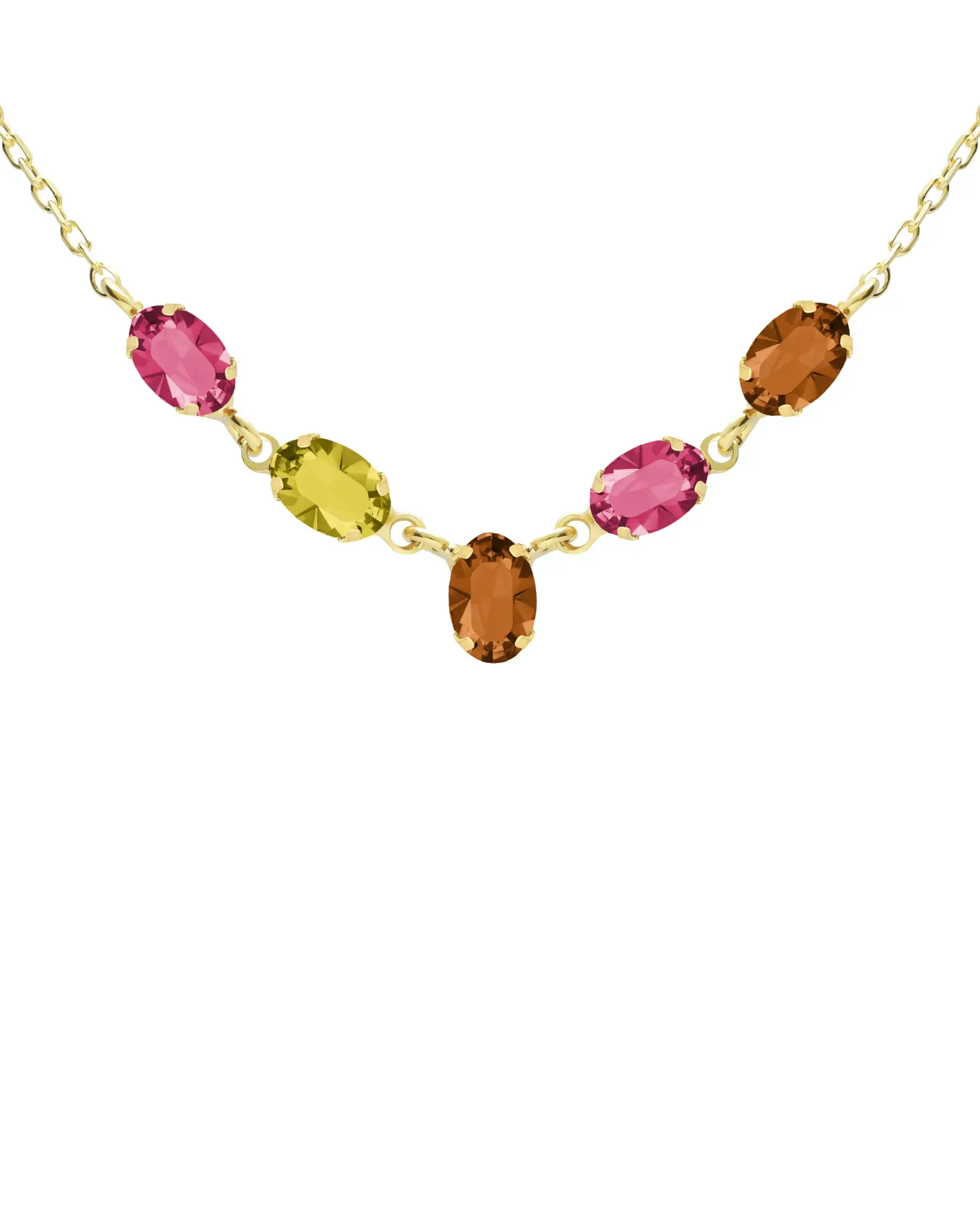 Collar corto Eternal con cristal multicolor en Plata baño Oro