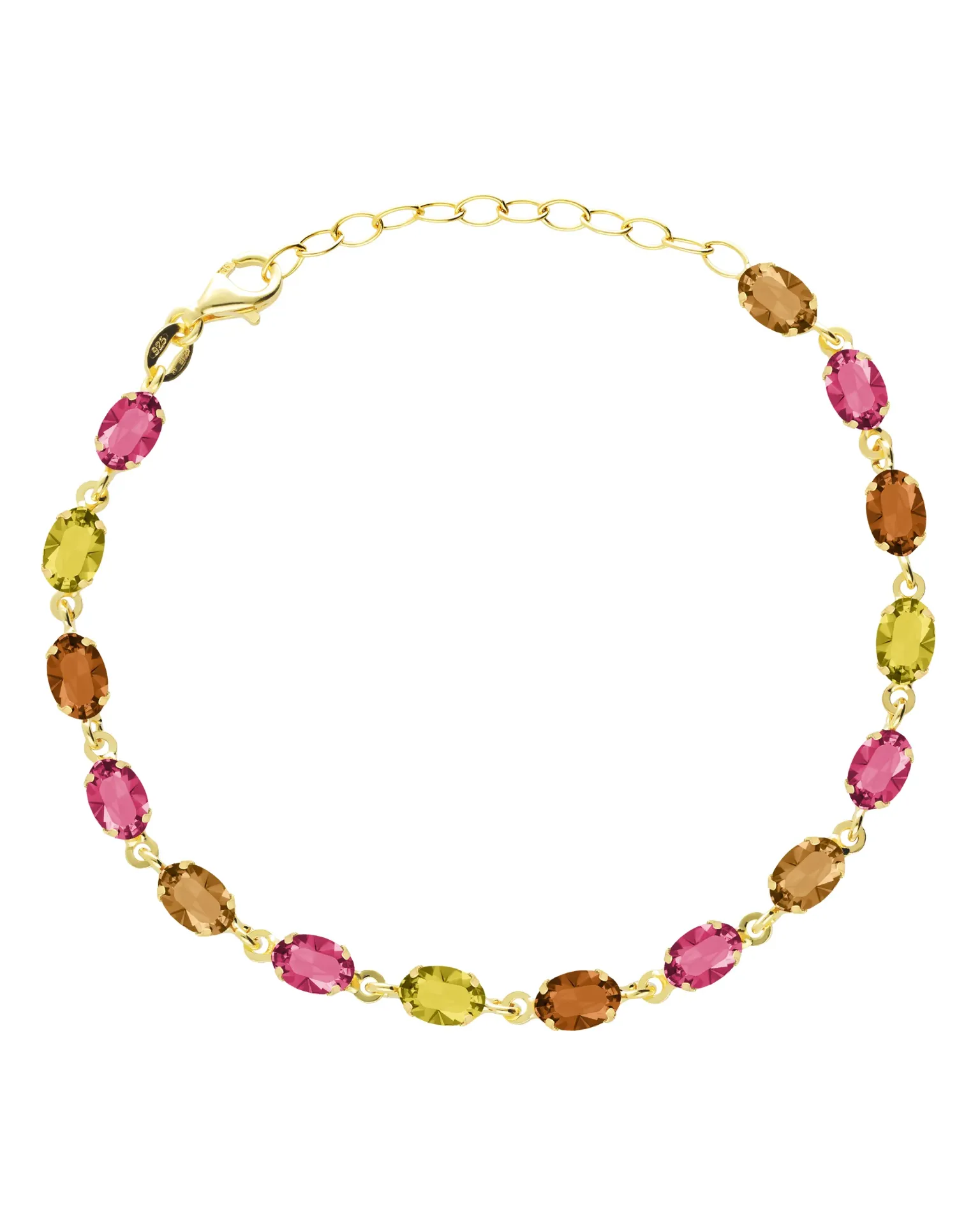 Pulsera Eternal con cristal multicolor en Plata baño Oro