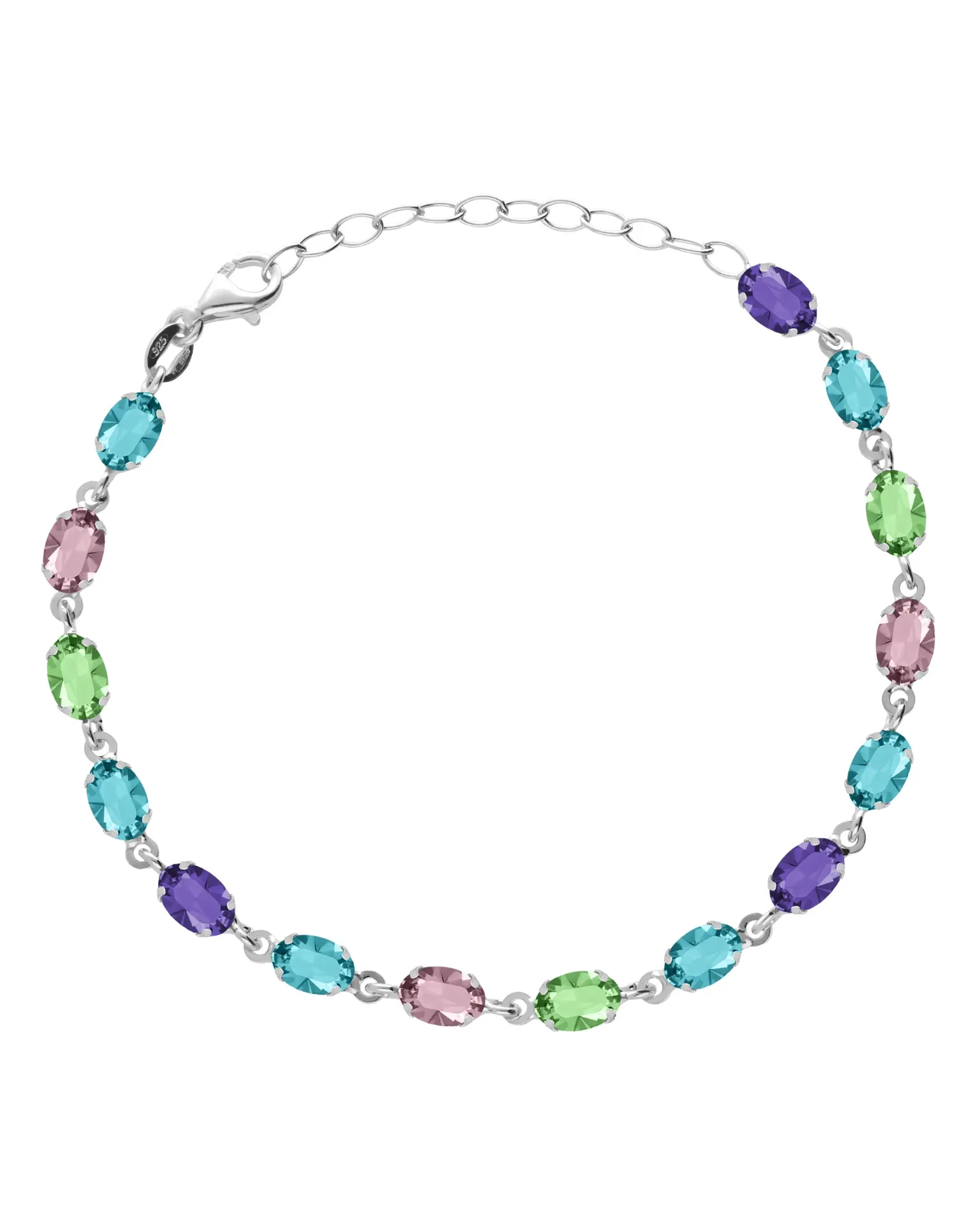 [A5905-MHP] Pulsera Eternal con cristal multicolor en Plata baño Rodio