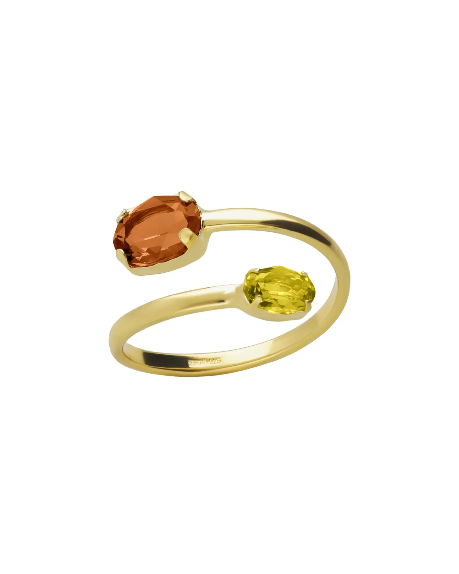[A5906-06DA] Anillo ajustable Eternal oval con cristal en Plata baño Oro