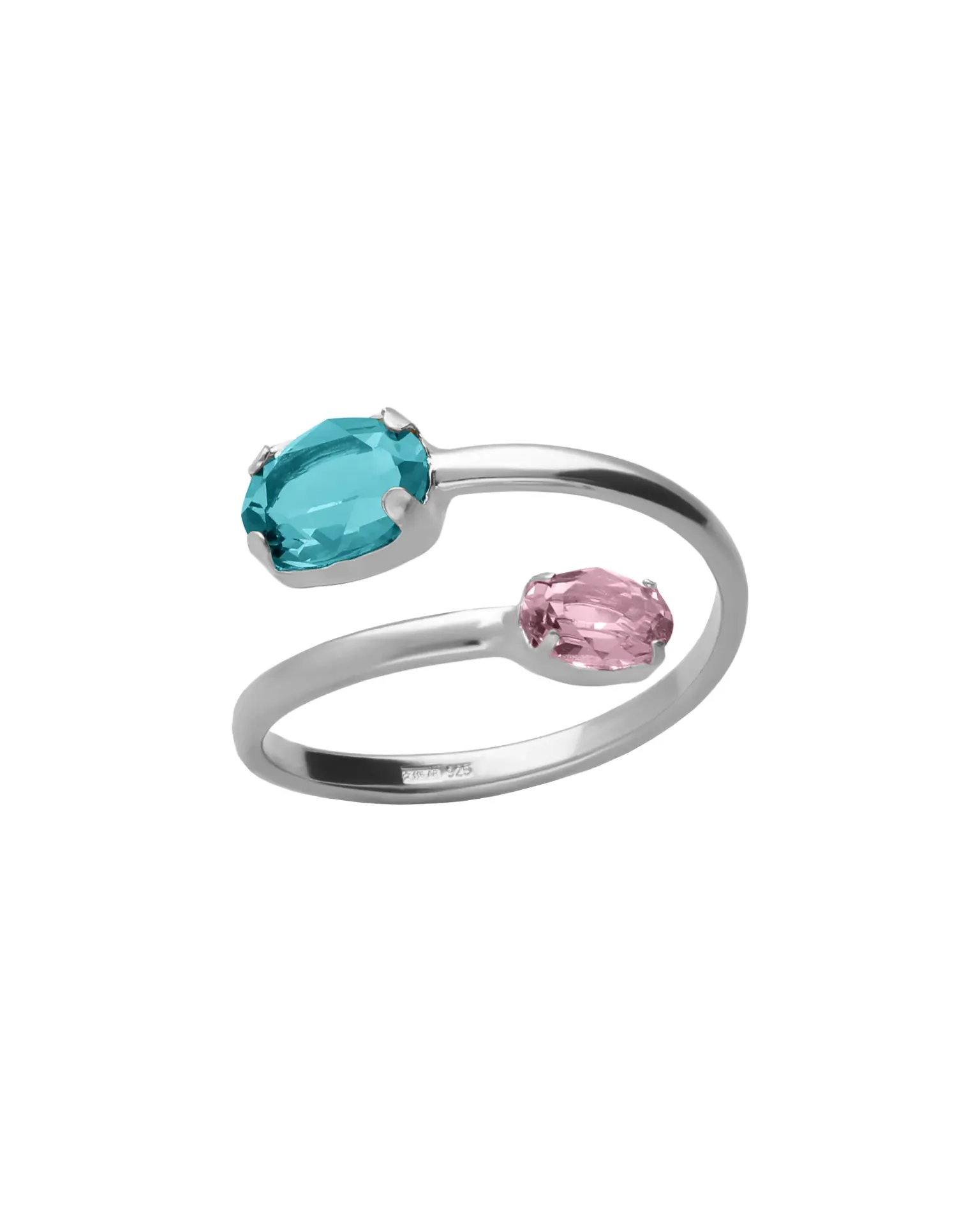 Anillo ajustable Eternal oval con cristal en Plata baño Rodio