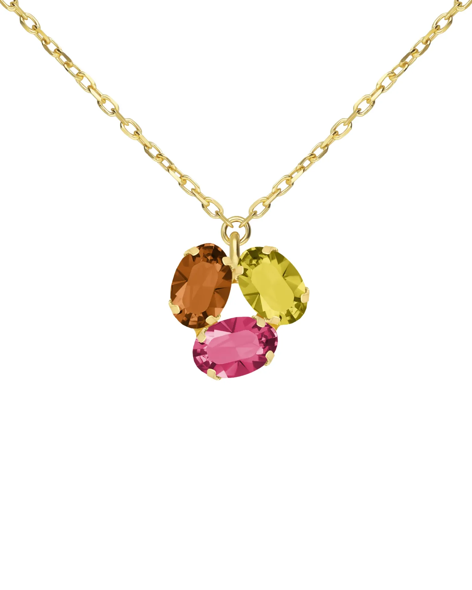 Collar corto Eternal con cristal multicolor en Plata baño Oro