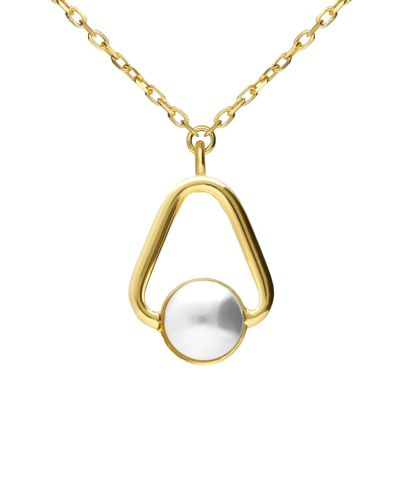 Collar corto Ephemeral triángulo con perla en Plata baño Oro