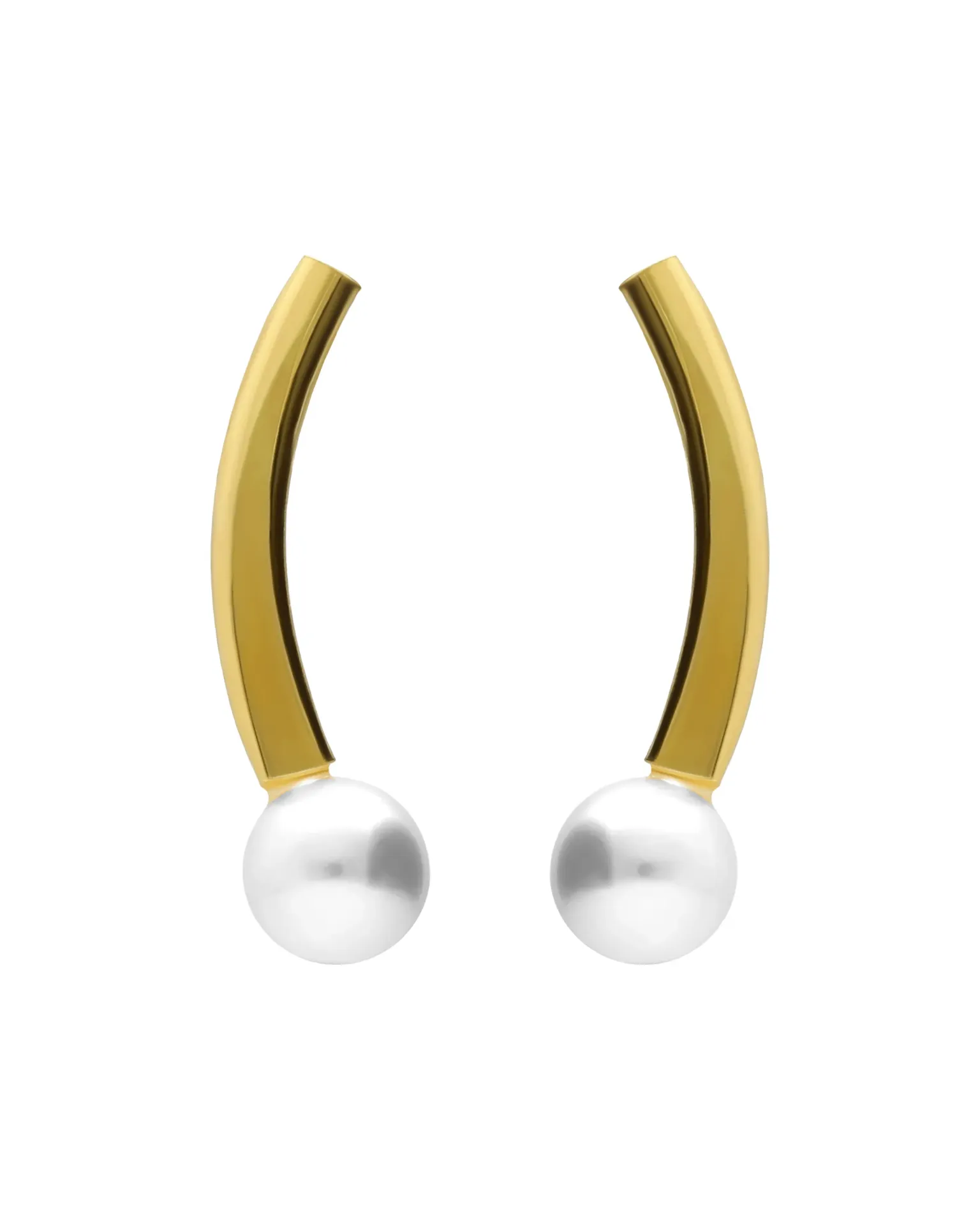 Pendientes cortos Ephemeral con perla en Plata baño Oro