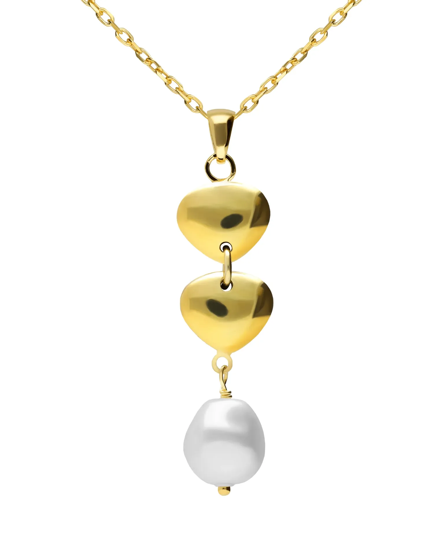 Collar corto Ephemeral doble con perla barroca en Plata baño Oro