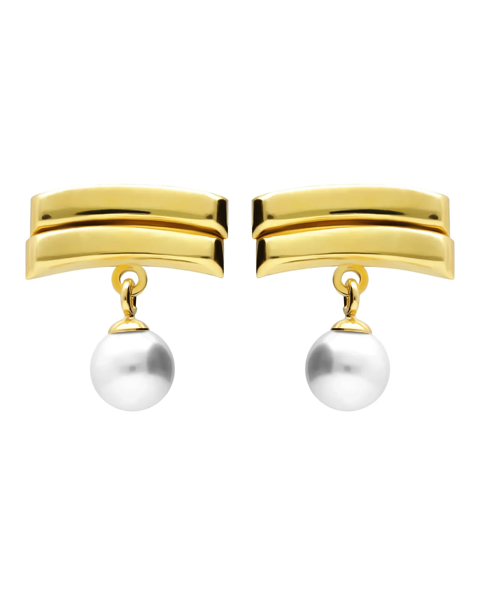 Pendientes cortos Ephemeral con perla en Plata baño Oro