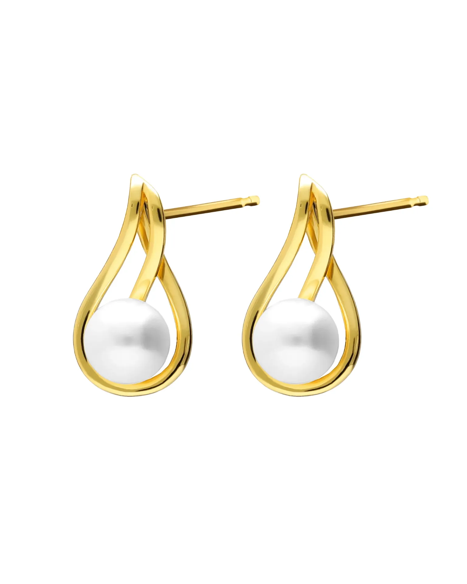 [A5918-90DT] Pendientes botón Ephemeral con perla cultivada en Plata baño Oro