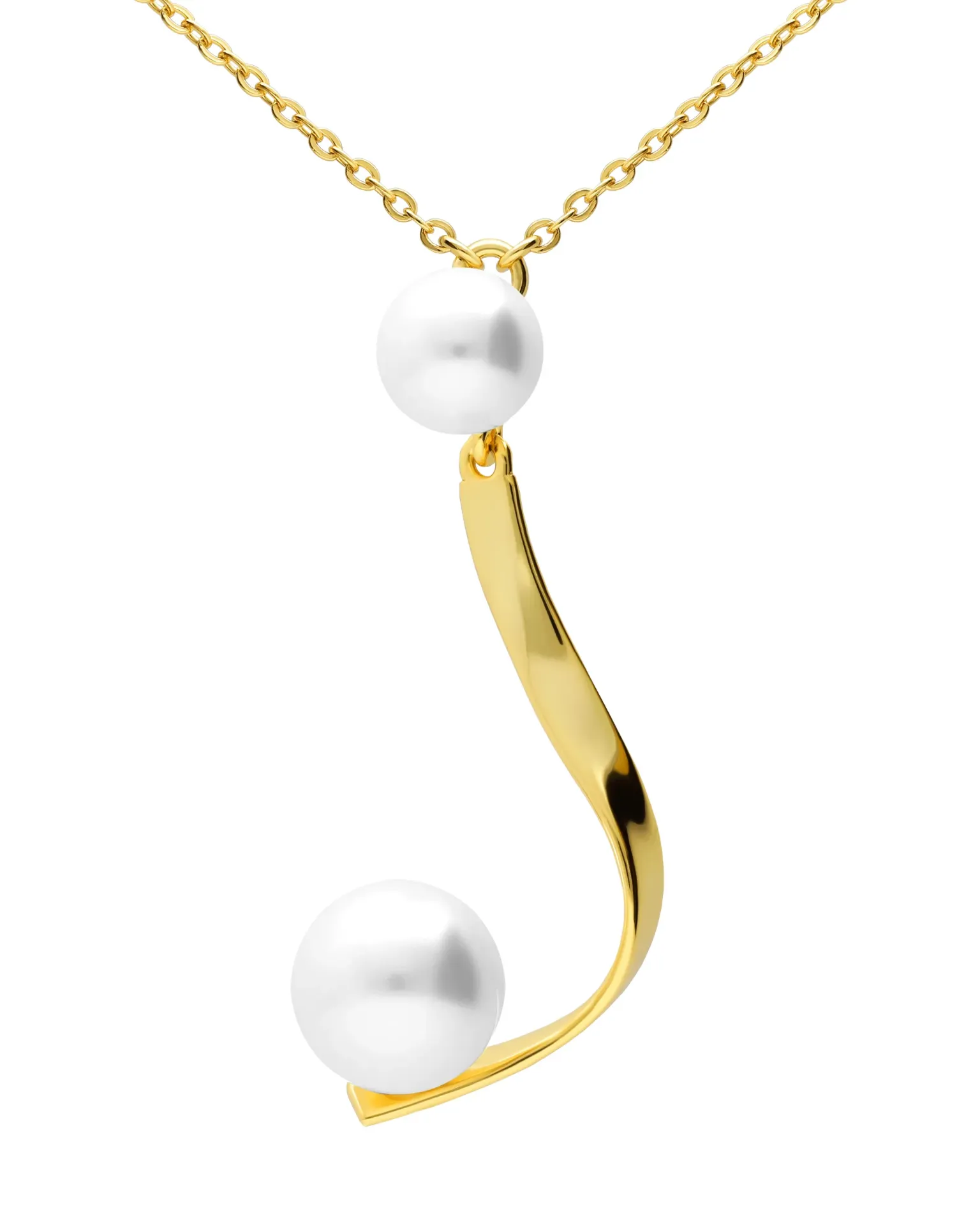 Collar largo Ephemeral con perla en Plata baño Oro