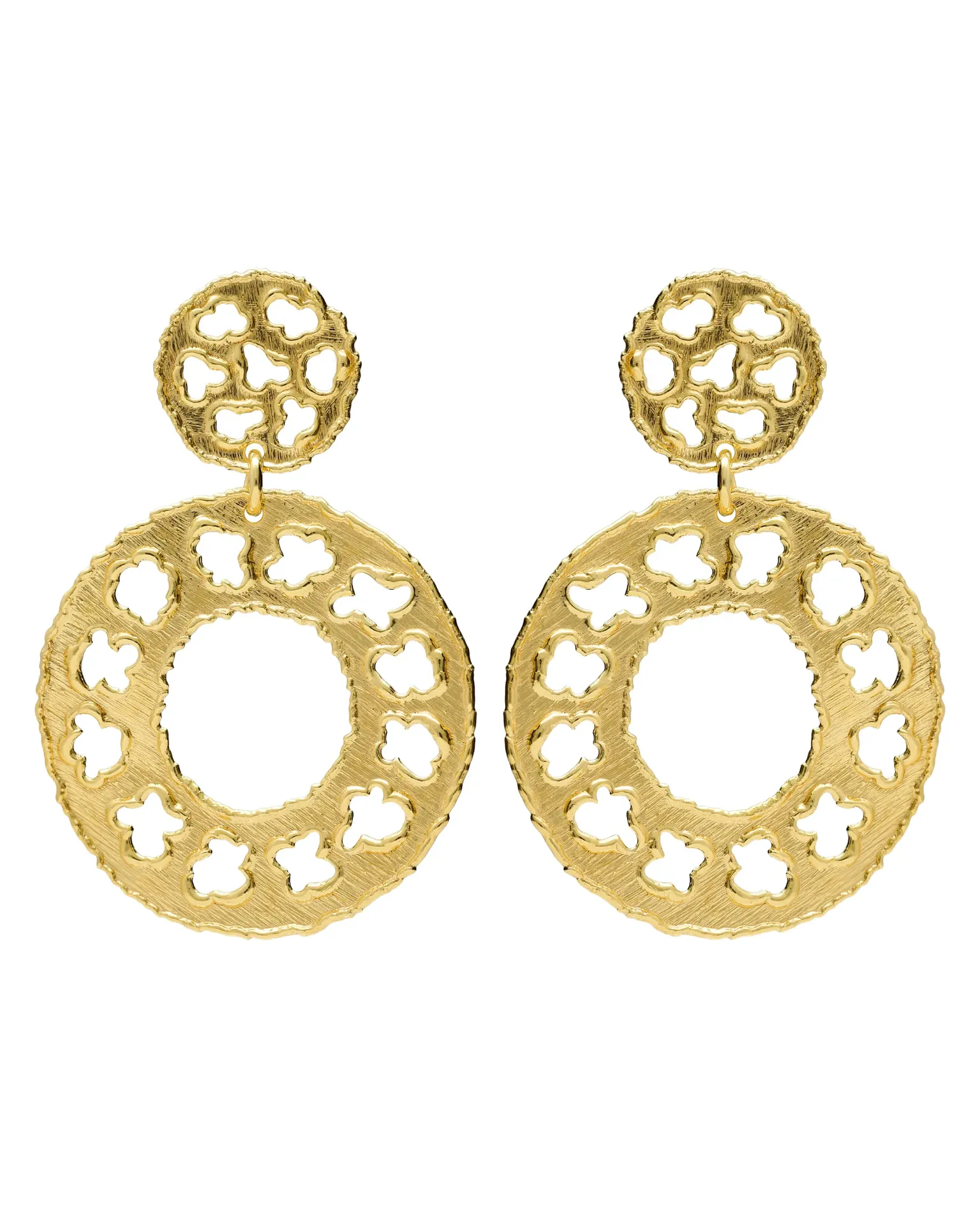 Pendientes cortos Ephemeral calado textura en Plata baño Oro