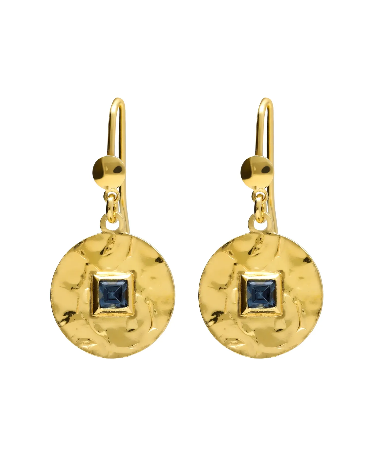 Pendientes cortos Ephemeral círculo textura con cristal en Plata baño Oro