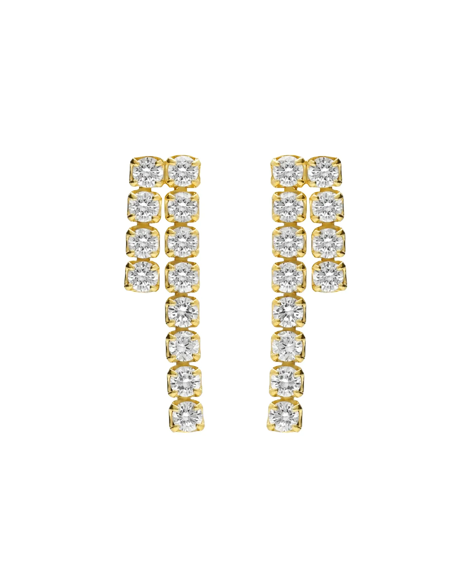 [A5951-07DT] Pendientes cortos Move con cristales riviere blancos en Plata (Baño de oro 18k)