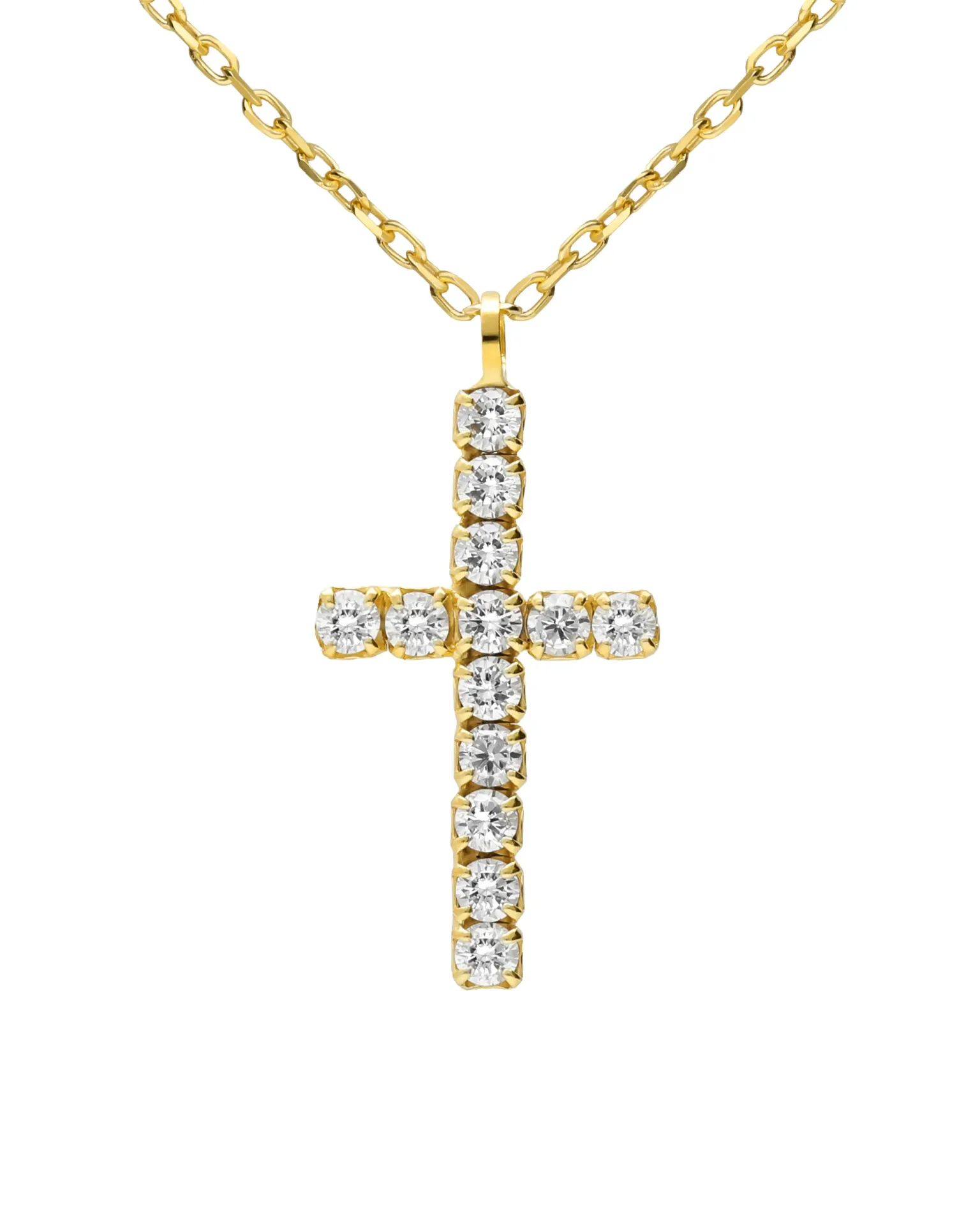 [A5952-07DG] Collar corto Move cruz con cristales riviere blancos en Plata (Baño de oro 18k)