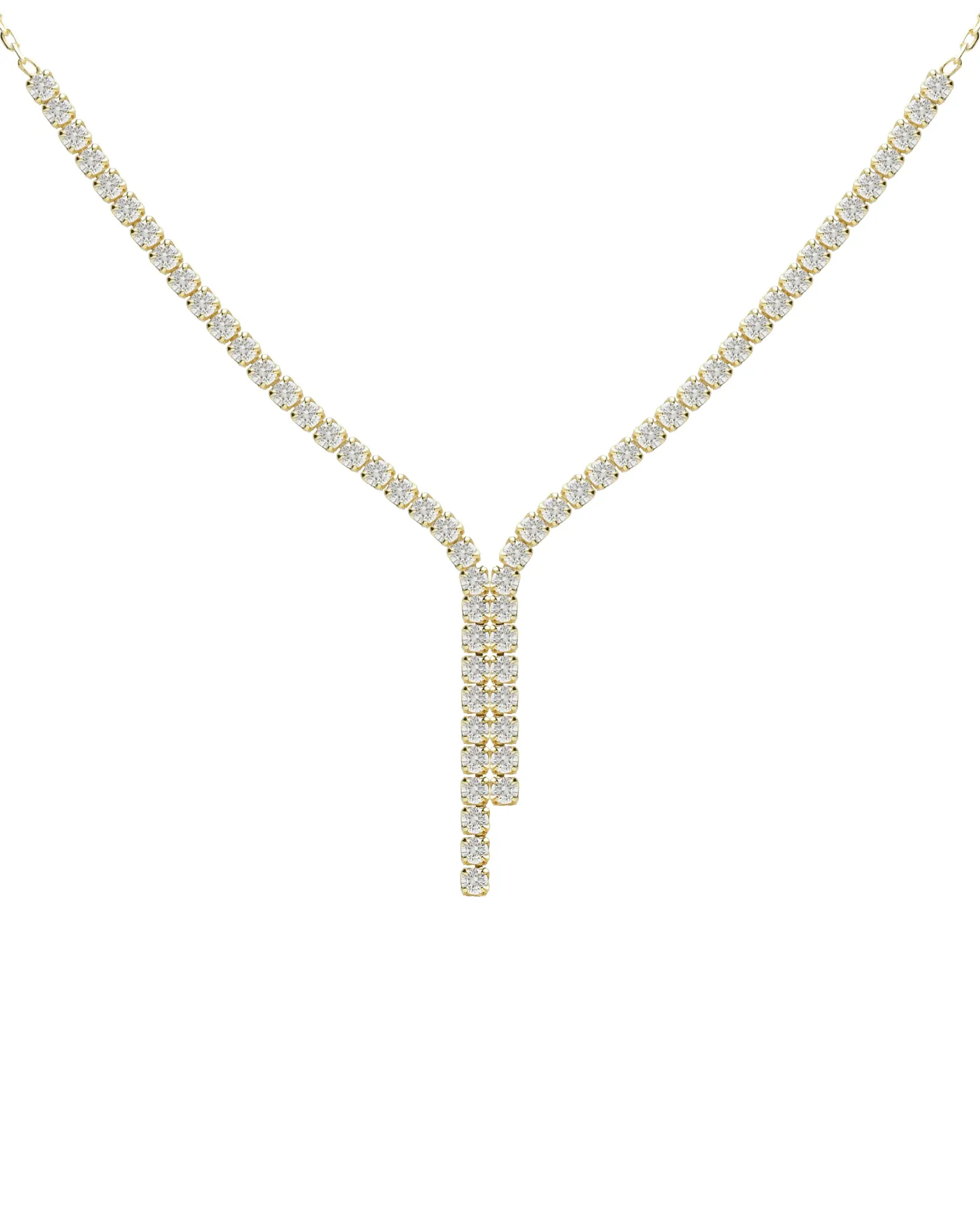 Collar largo Move con cristales riviere blanco en Plata