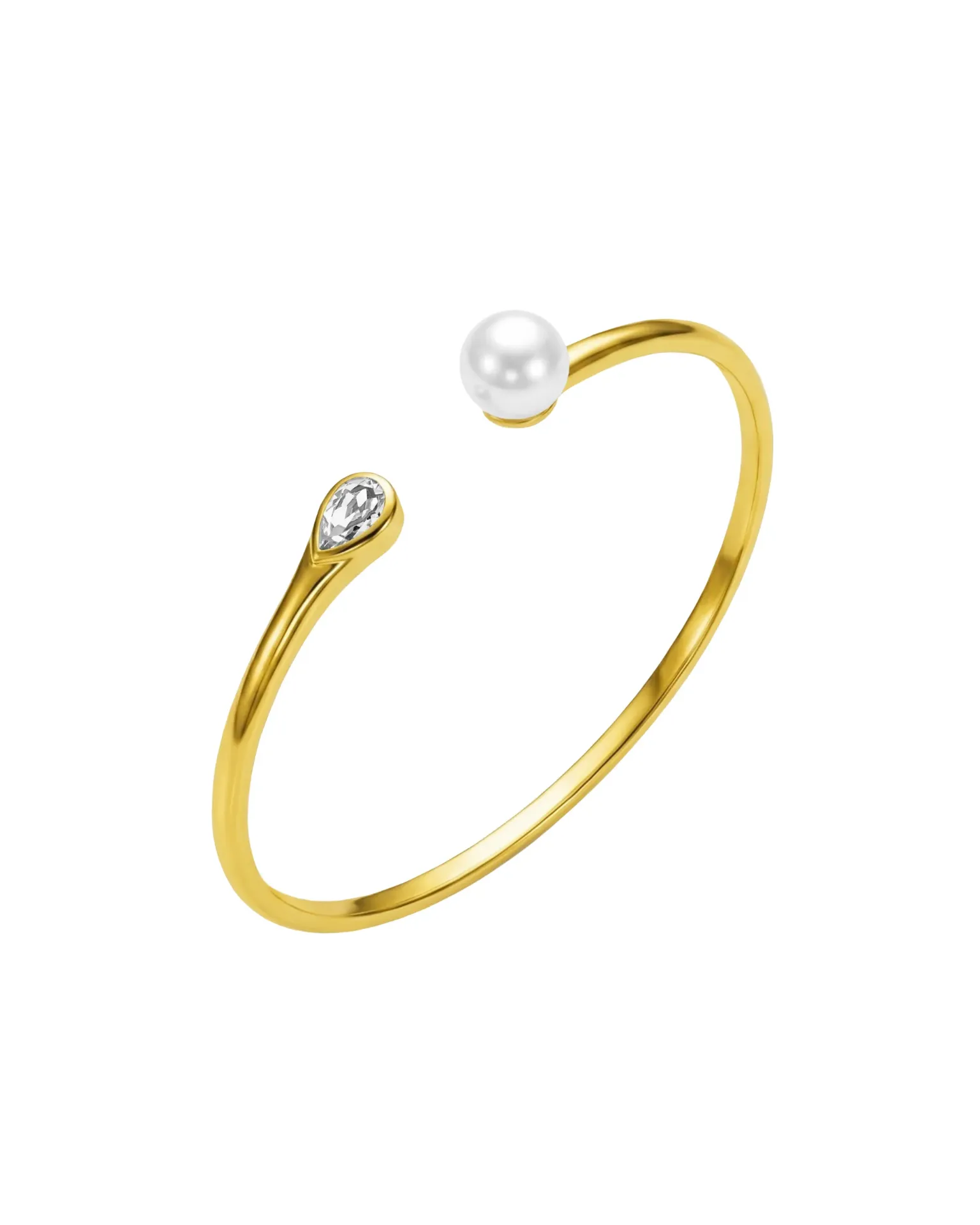 [A5956-90DP] Brazalete Ephemeral con perla cultivada y cristal blanco en Plata baño Oro