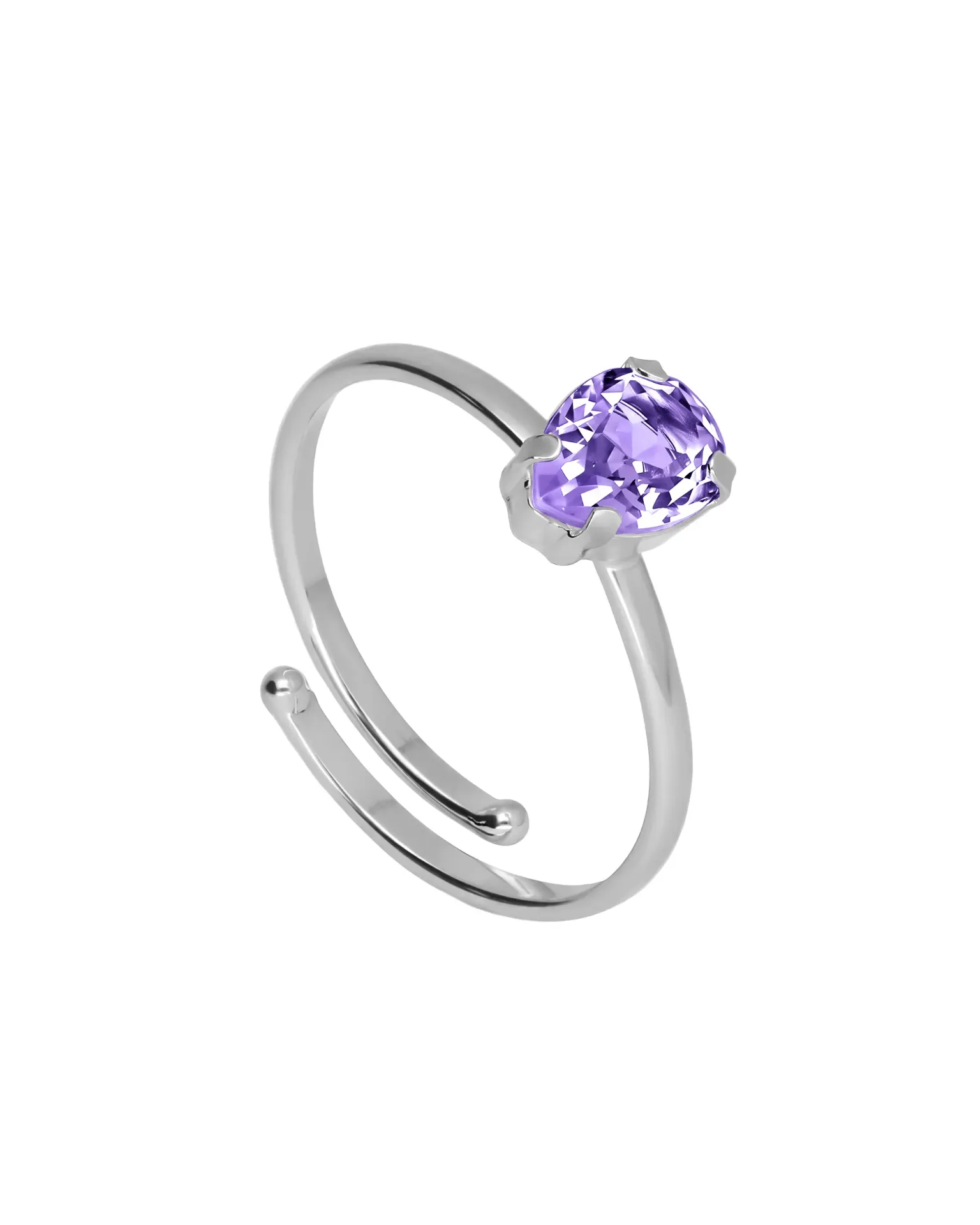 [A5961-12HA] Anillo ajustable Move lágrima con cristal en Plata baño Rodio (Tanzanite)