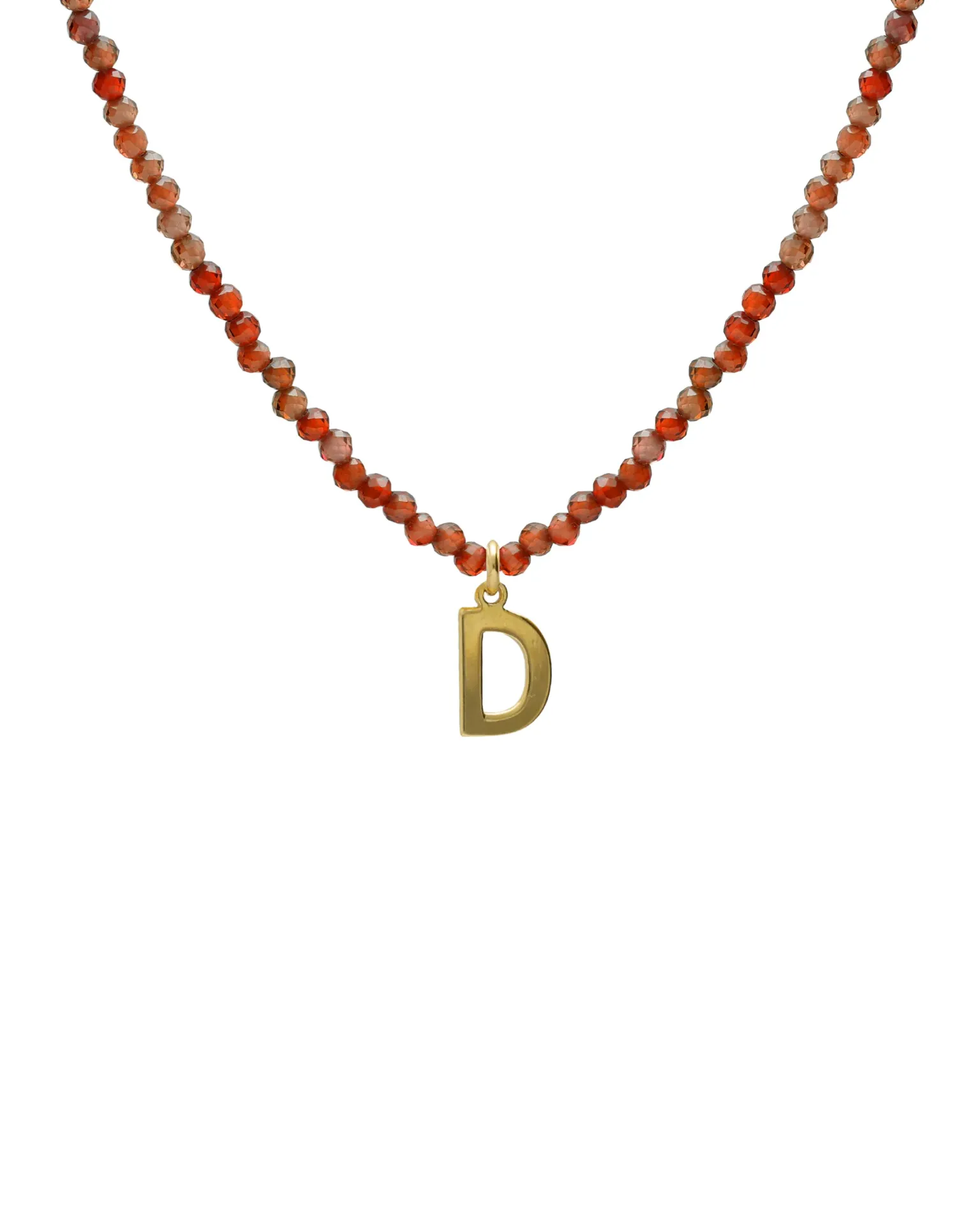 [A5966-ADG] Collar corto cristales rojo personalizado con letra en Plata baño Oro (A)