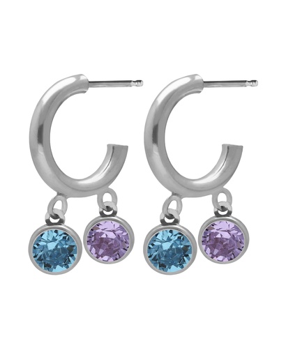 [A5607-MHT] Pendientes aro Muá con cristal multicolor en plata baño rodio