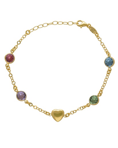 Pulsera Muá corazón con cristal multicolor en plata
