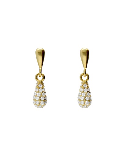 Pendientes cortos Lux gota con circonita blanca en Plata