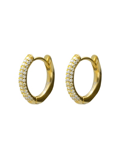 Pendientes aro 1,5cm click Lux con circonita blanca en Plata