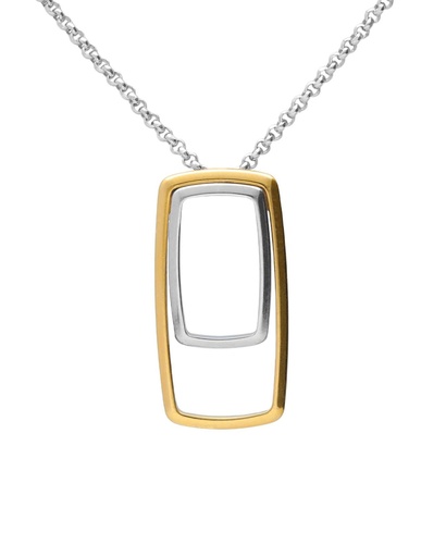 [A5641-BG] Collar corto Avenue rectángulo bicolor en Plata