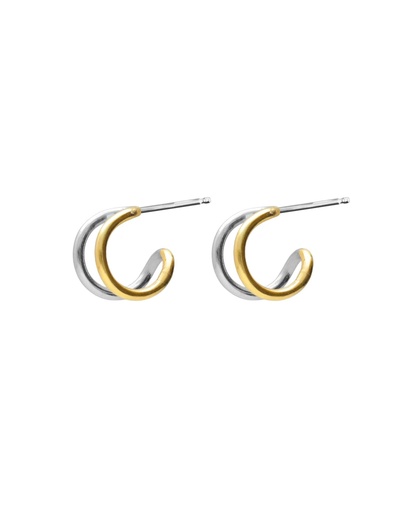 [A5642-BT] Pendientes aro Avenue doble bicolor en Plata
