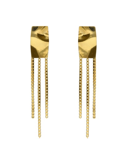 Pendientes largos Avenue rectángulo textura cadena en Plata