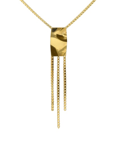 Collar largo Avenue rectángulo textura cadena en Plata