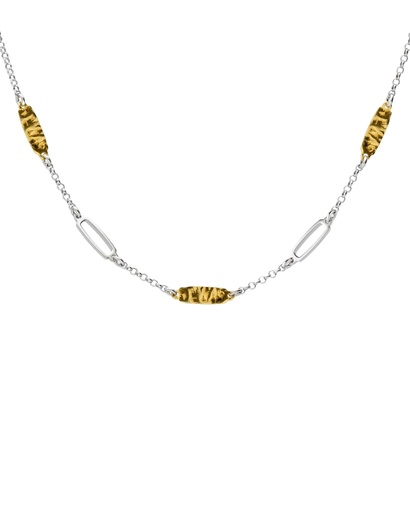 [A5647-BG] Collar corto Avenue rectángulo textura bicolor en Plata