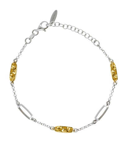 [A5648-BP] Pulsera Avenue rectángulo textura bicolor en Plata