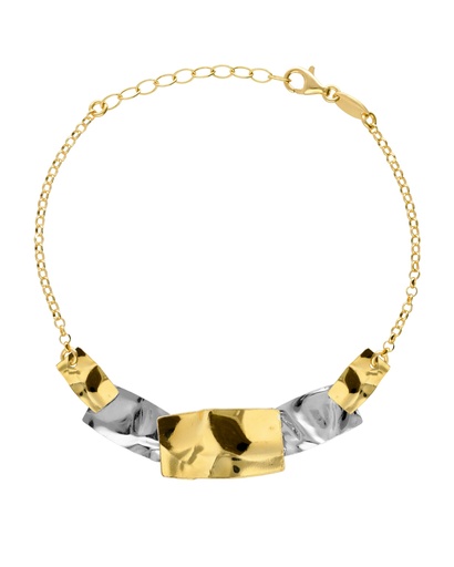 [A5651-BP] Pulsera Avenue rectángulo textura bicolor en Plata