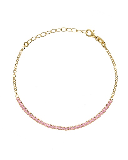 [A5655-04DP] Pulsera Eau con cristales riviere rosa en Plata baño Oro
