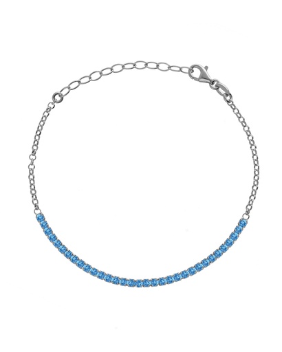 [A5655-10HP] Pulsera Eau con cristales riviere azul en Plata baño Rodio