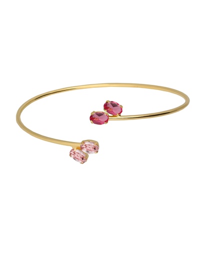 [A5662-04DP] Brazalete Eau con cristal rosa en Plata baño Oro
