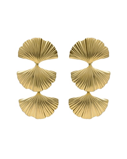 Pendientes largos Eau abanico triple en Plata